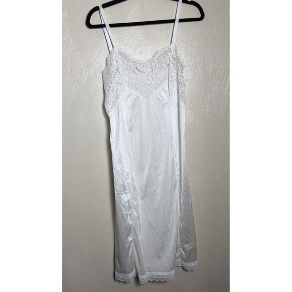 Lady Cameo Dresses & Skirts - Vtg Floral Fairy Lace Satin Babydoll Slip Dress Size 36 White Romantic Coquette